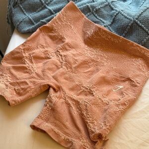 Gymshark Women's Athletic Patterned Shorts in Light Peach